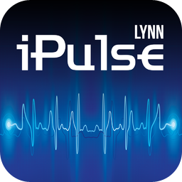 The iPulse App logo, download it for free from the app store. Stock Photo. 