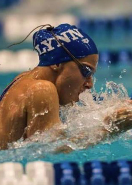 Above: Rebecca Matthews, graduate student, wins big this year at the NCAA Championship for swimming. LU Photo.